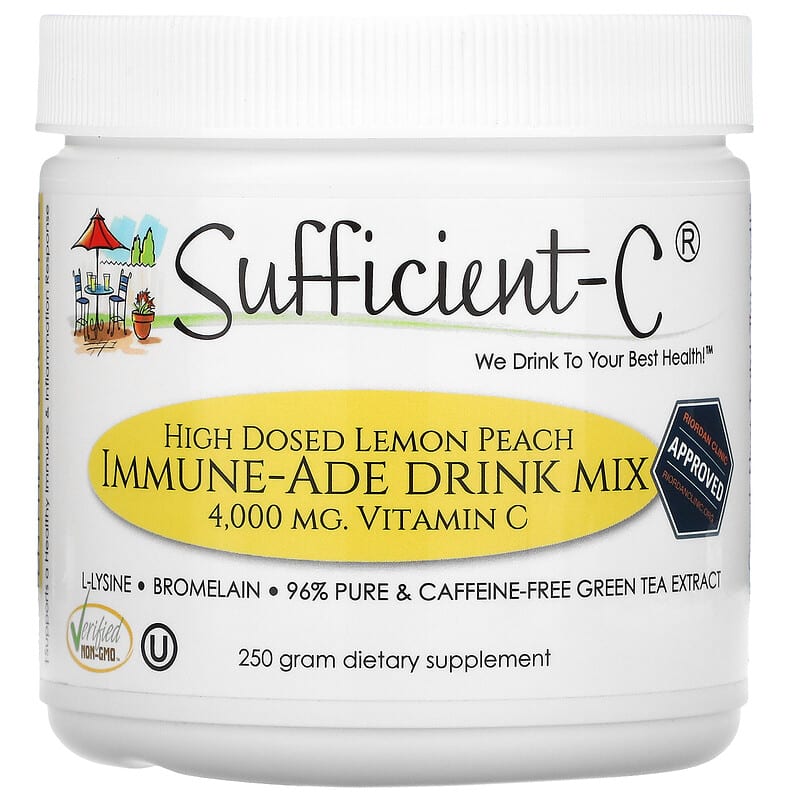 Sufficient C High Dosed Immune-Ade Drink Mix Lemon Peach 4.000 mg 250 g 1 Sufficient C High Dosed Immune-Ade Drink Mix Lemon Peach 4.000 mg 250 g 040232053870
