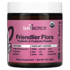 Sunbiotics Kids! Friendlier Flora Probiotic & Prebiotic Powder Berry 5 Billion 2 oz (56 g) 850018464963