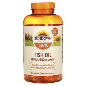 Sundown Naturals Fish Oil 1.200 mg 300 Softgels 030768276645