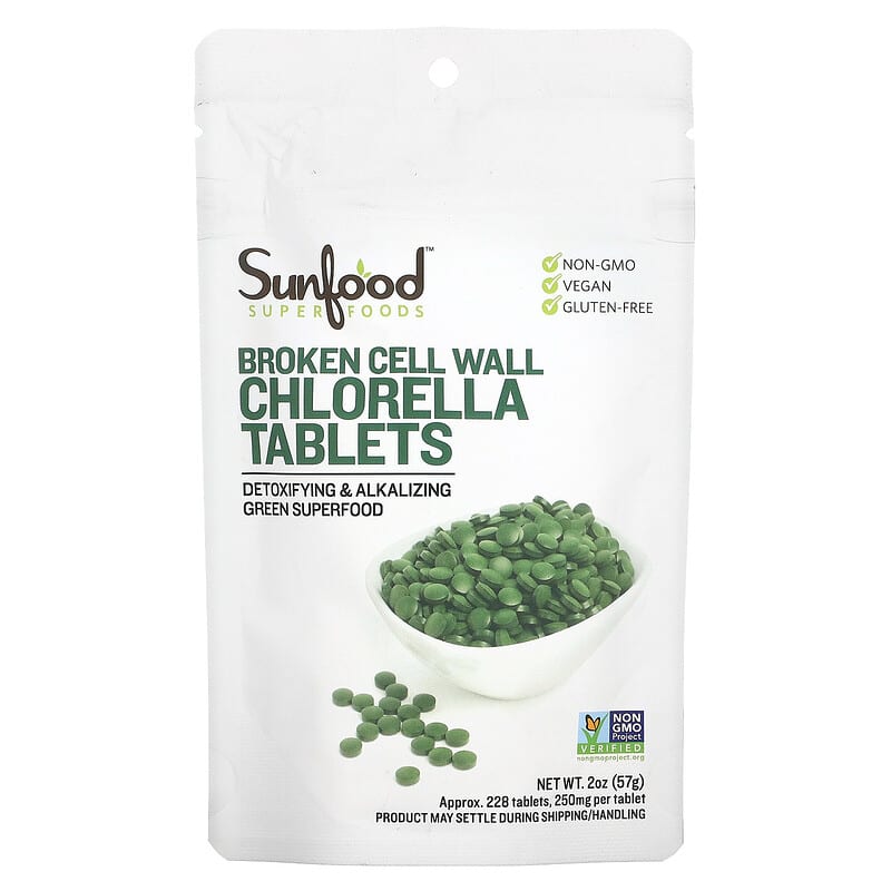 Sunfood Broken Cell Wall Chlorella viên 250 mg 228 viên 2 oz (57 g) 1 Sunfood Broken Cell Wall Chlorella Tablets 250 mg 228 Tablets 2 oz (57 g) 803813010620