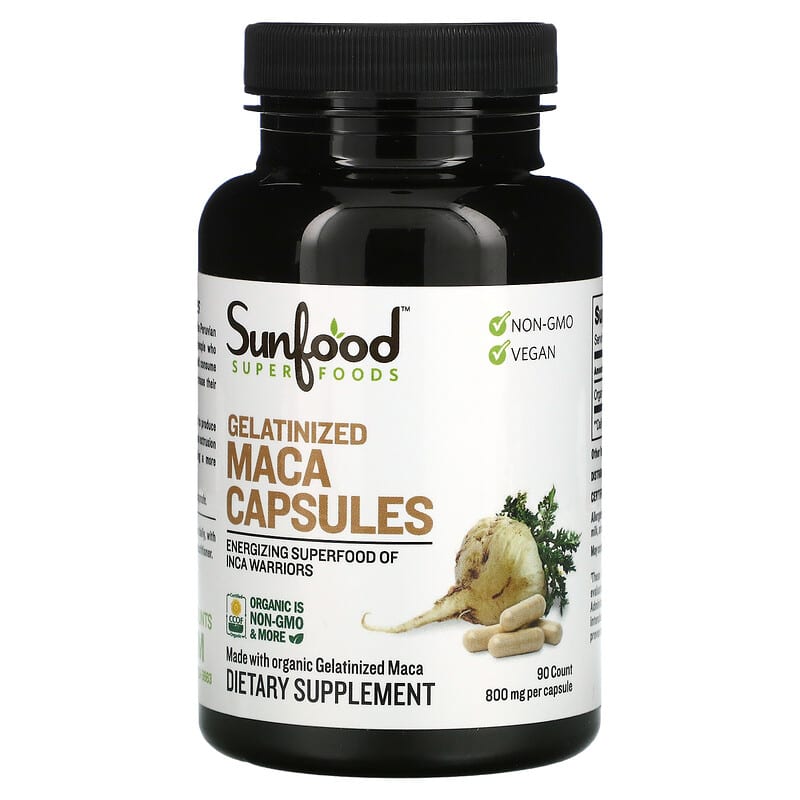 Sunfood Gelatinized Maca Capsules 800 mg 90 Capsules 1 Sunfood Gelatinized Maca Capsules 800 mg 90 Capsules 803813101151