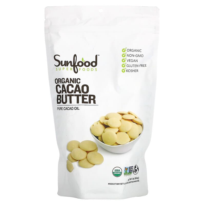 Sunfood Organic Cacao Butter 1 lb (454 g) 1 Sunfood Organic Cacao Butter 1 lb (454 g) 803813030802