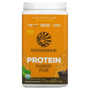 Sunwarrior Classic Plus Protein Plant Based Chocolate 1.65 lb (750 g) 814784024172