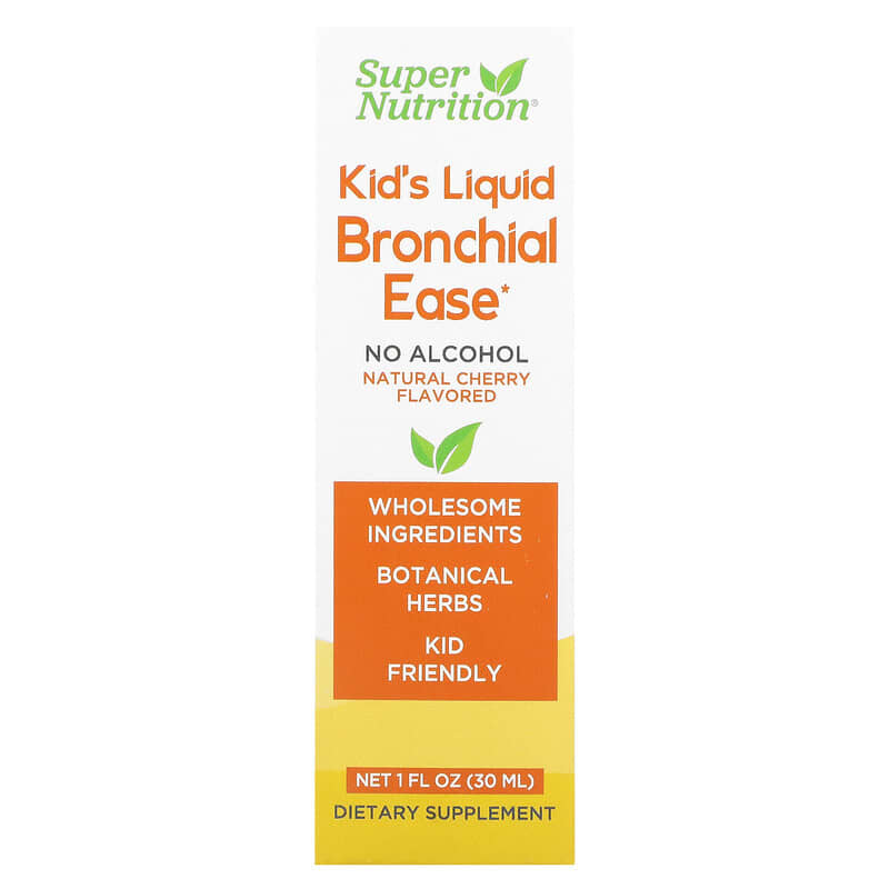 Super Nutrition Kid's Liquid Bronchial Ease No Alcohol Cherry 1 fl oz (30 ml) 1 Super Nutrition Kid's Liquid Bronchial Ease No Alcohol Cherry 1 fl oz (30 ml) 898220021949