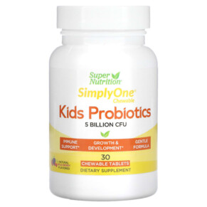 Super Nutrition Kid’s Probiotics Wild Berry Flavor 5 Billion CFU 30 Chewable Tablets 898220021802