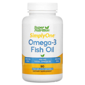 Super Nutrition Omega-3 Fish Oils 1.000 mg 90 Fish Softgels 898220021406