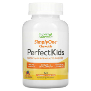 Super Nutrition Perfect Kids Complete Multivitamin Wild-Berry 60 Vegetarian Chewable Tablets 033739002359