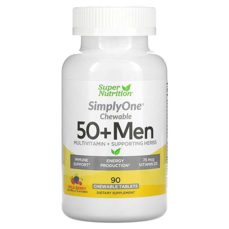 Super Nutrition SimplyOne 50+ Men Multivitamin + Supporting Herbs Wild-Berry 90 viên nhai 1 Super Nutrition SimplyOne 50+ Men Multivitamin + Supporting Herbs Wild-Berry 90 Chewables 033739002878