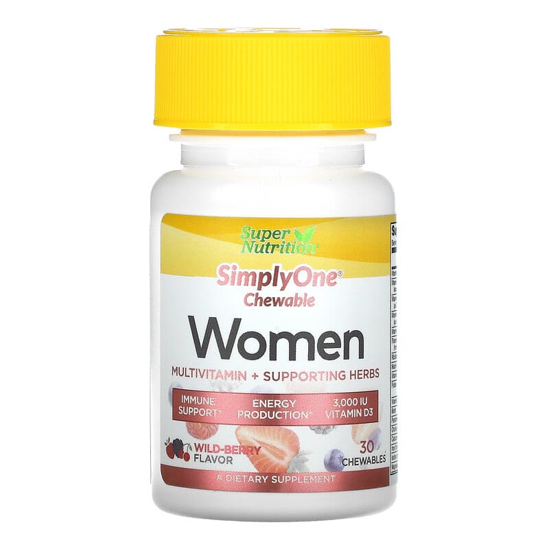 Super Nutrition SimplyOne Women Multivitamin + Supporting Herbs Wild-Berry 30 viên nhai 1 Super Nutrition SimplyOne Women Multivitamin + Supporting Herbs Wild-Berry 30 Chewables 033739002687