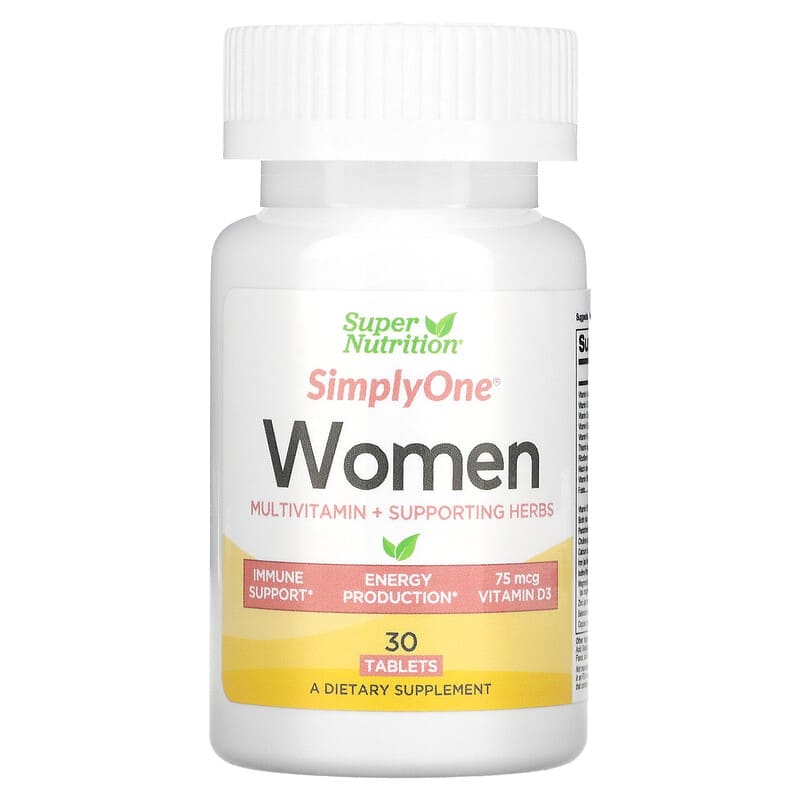 Super Nutrition SimplyOne Women Multivitamin + Supporting Herbs 30 viên 1 Super Nutrition SimplyOne Women's Multivitamin + Supporting Herbs 30 Tablets 033739002120
