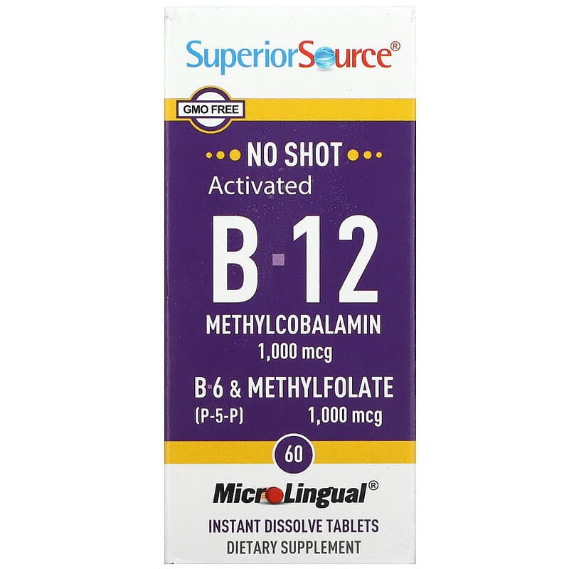 Superior Source Activated B-12 Methylcobalamin B-6 (P-5-P) & Methylfolate 1,000 mcg/1,000 mcg 60 viên 1 Superior Source Activated B-12 Methylcobalamin B-6 (P-5-P) & Methylfolate 60 MicroLingual Instant Dissolve Tablets 076635904709