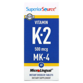 Superior Source Vitamin K-2 500 mcg 60 MicroLingual Instant Dissolve Tablets 076635904105