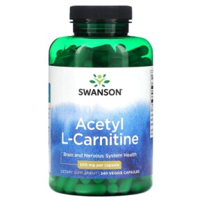 Swanson Acetyl L-Carnitine 500 mg 240 Veggie Capsules 087614116501