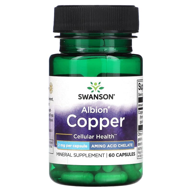 Swanson Albion Copper 2 mg 60 Capsules 1 Swanson Albion Copper 2 mg 60 Capsules 087614024684