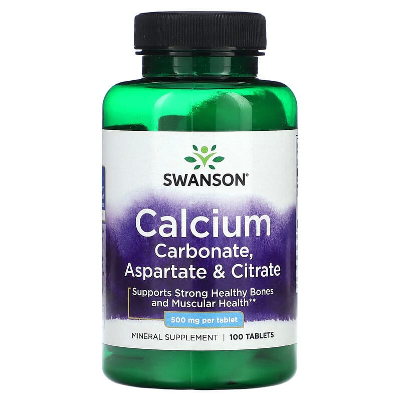 Swanson Calcium Carbonate Aspartate & Citrate 500 mg 100 Tablets 1 Swanson Calcium Carbonate Aspartate & Citrate 500 mg 100 Tablets 087614018621