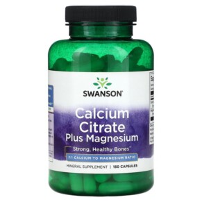 Swanson Calcium Citrate Plus Magnesium 150 Capsules 087614011806