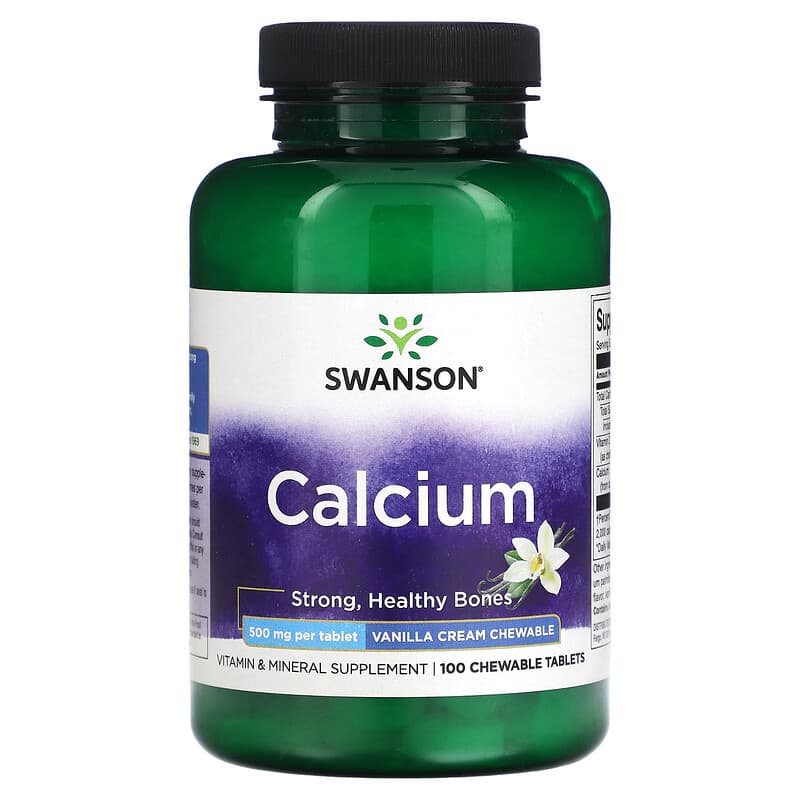 Swanson Calcium Vanilla Cream 500 mg 100 Chewable Tablets 1 Swanson Calcium Vanilla Cream 500 mg 100 Chewable Tablets 087614018652