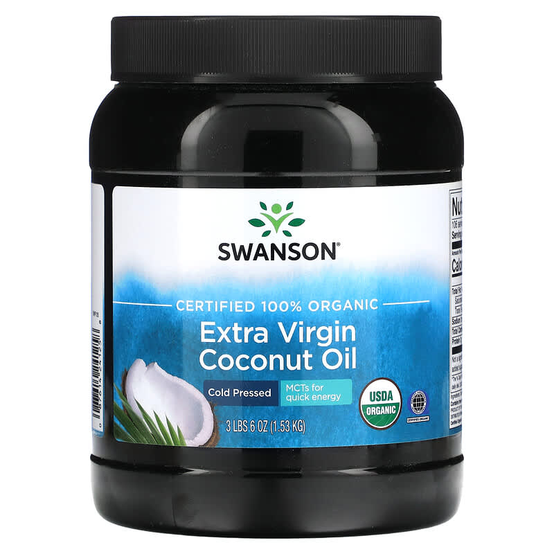 Swanson Certified 100% Organic Extra Virgin Coconut Oil 3 lbs 6 oz (1.53 kg) 1 Swanson Certified 100% Organic Extra Virgin Coconut Oil 3 lbs 6 oz (1.53 kg) 087614241258