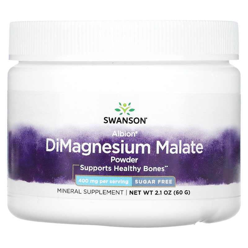 Swanson DiMagnesium Malate Powder 400 mg 2.1 oz (60 g) 1 Swanson DiMagnesium Malate Powder 400 mg 2.1 oz (60 g) 087614029566