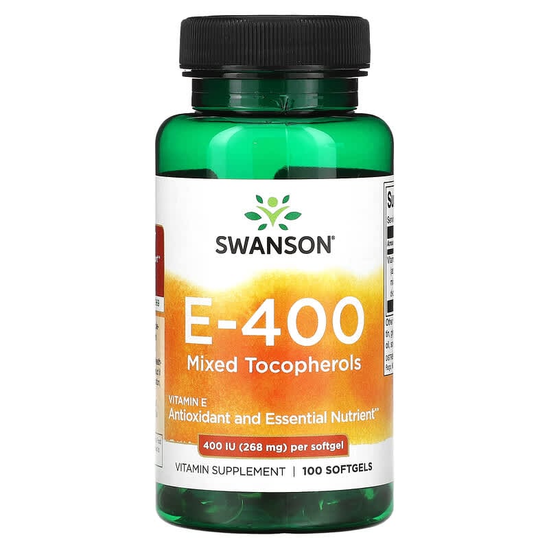 Swanson E-400 Mixed Tocopherols 400 IU (268 mg) 100 Softgels 1 Swanson E-400 Mixed Tocopherols 400 IU (268 mg) 100 Softgels 087614011516