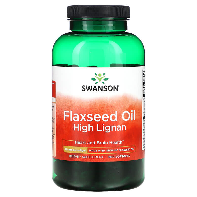 Swanson Flaxseed Oil High Lignan 980 mg 200 Softgels 1 Swanson Flaxseed Oil High Lignan 980 mg 200 Softgels 087614170053