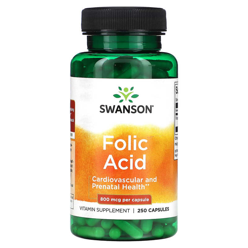 Swanson Folic Acid 800 mcg 250 Capsules 1 Swanson Folic Acid 800 mcg 250 Capsules 087614010359