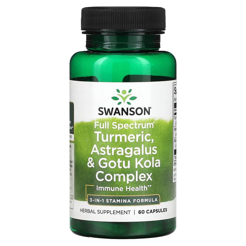 Swanson Full Spectrum Turmeric Astragalus & Gotu Kola Complex 60 Capsules 1 Swanson Full Spectrum Turmeric Astragalus & Gotu Kola Complex 60 Capsules 087614115702