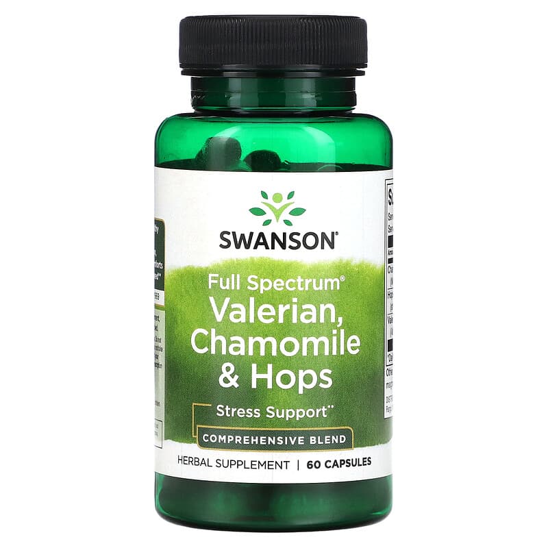 Swanson Full Spectrum Valerian Chamomile & Hops 60 Capsules 1 Swanson Full Spectrum Valerian Chamomile & Hops 60 Capsules 087614116655