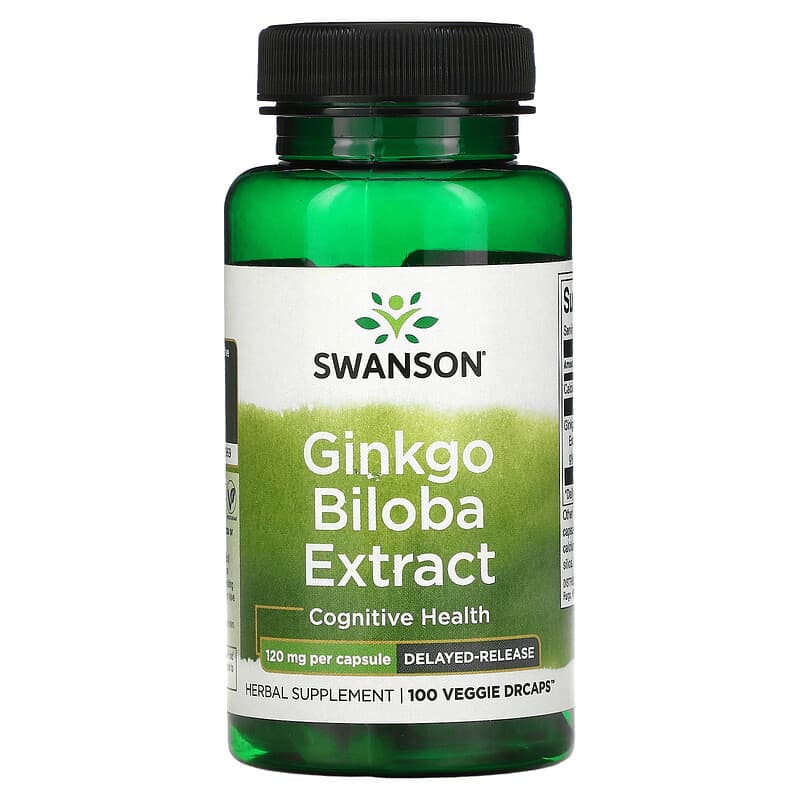 Swanson Ginkgo Biloba Extract 120 mg 100 Veggie DRcaps 1 Swanson Ginkgo Biloba Extract 120 mg 100 Veggie DRcaps 087614020334