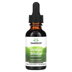 Swanson Ginkgo Biloba Liquid Extract Alcohol & Sugar Free 1 fl oz (29.6 ml) 087614111766
