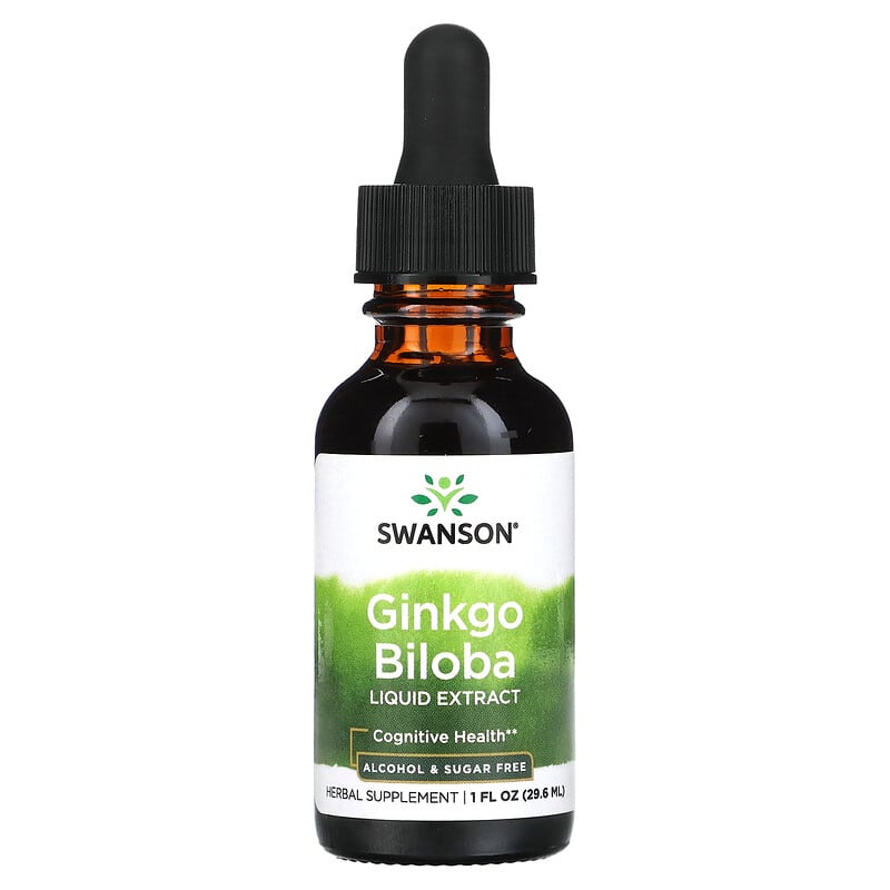 Swanson Ginkgo Biloba Liquid Extract Alcohol & Sugar Free 1 fl oz (29.6 ml) 1 Swanson Ginkgo Biloba Liquid Extract Alcohol & Sugar Free 1 fl oz (29.6 ml) 087614111766