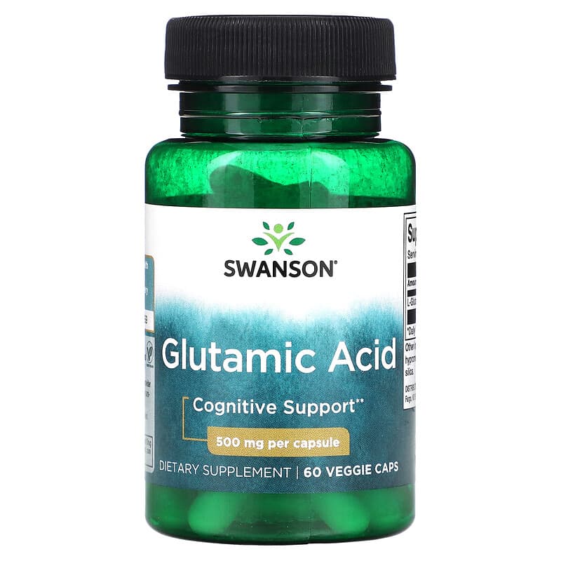 Swanson Glutamic Acid 500 mg 60 Veggie Caps 1 Swanson Glutamic Acid 500 mg 60 Veggie Caps 087614116082