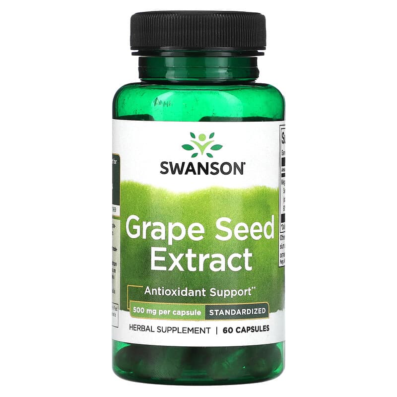 Swanson Grape Seed Extract Standardized 500 mg 60 Capsules 1 Swanson Grape Seed Extract Standardized 500 mg 60 Capsules 087614140933