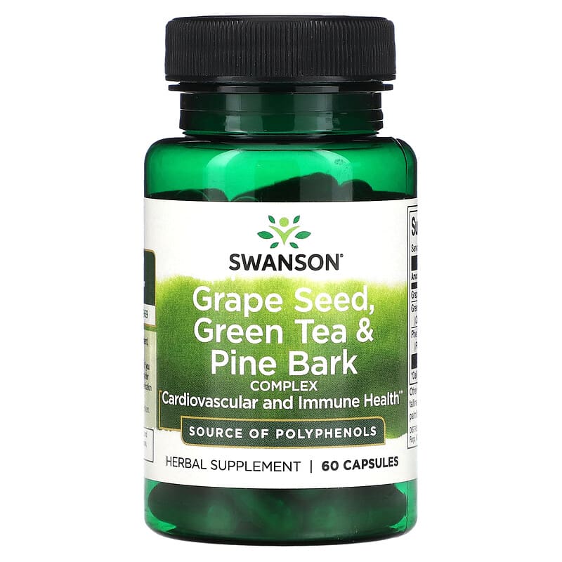 Swanson Grape Seed Green Tea & Pine Bark Complex 60 Capsules 1 Swanson Grape Seed Green Tea & Pine Bark Complex 60 Capsules 087614110240