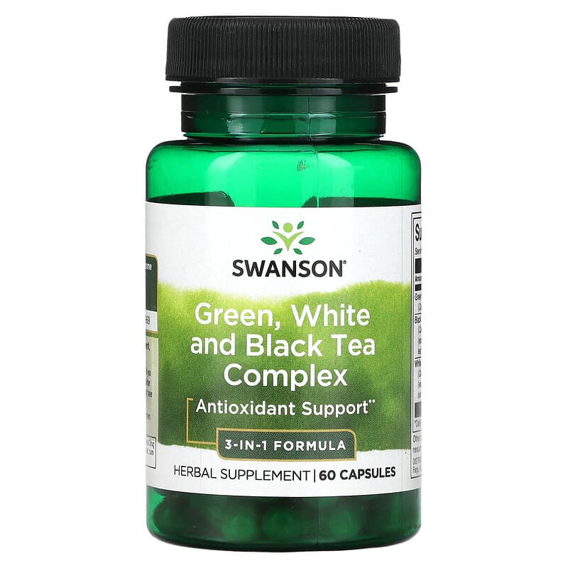 Swanson Green White and Black Tea Complex 60 Capsules 1 Swanson Green White and Black Tea Complex 60 Capsules 087614113517