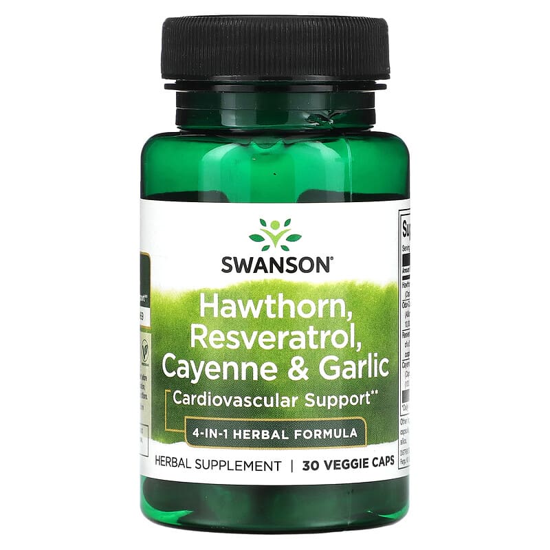 Swanson Hawthorn Resveratrol Cayenne & Garlic 30 Veggie Caps 1 Swanson Hawthorn Resveratrol Cayenne & Garlic 30 Veggie Caps 087614116754