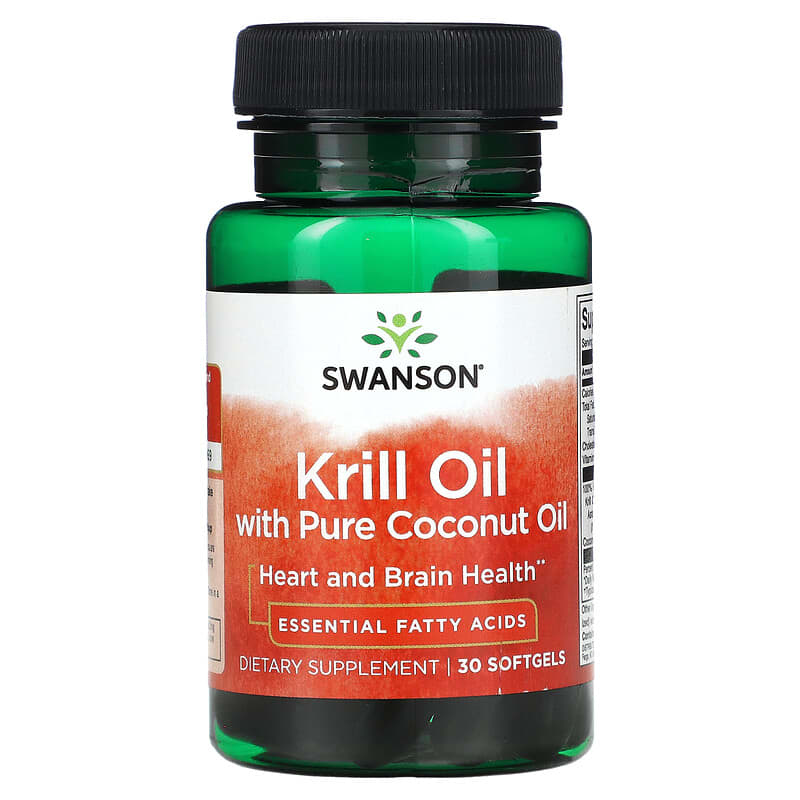 Swanson Krill Oil with Pure Coconut Oil 30 Softgels 1 Swanson Krill Oil with Pure Coconut Oil 30 Softgels 087614170893