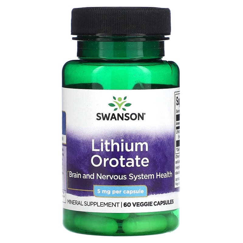 Swanson Lithium Orotate 5 mg 60 Veggie Capsules 1 Swanson Lithium Orotate 5 mg 60 Veggie Capsules 087614029139