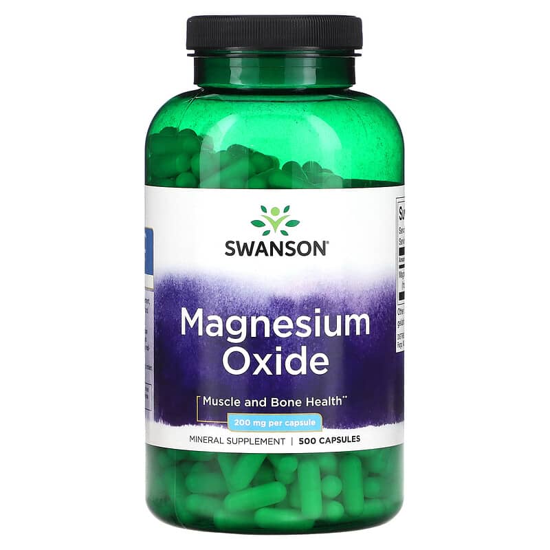 Swanson Magnesium Oxide 200 mg 500 Capsules 1 Swanson Magnesium Oxide 200 mg 500 Capsules 087614011974