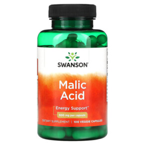 Swanson Malic Acid 600 mg 100 Veggie Capsules 087614019390