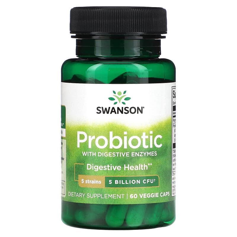 Swanson Probiotic With Digestive Enzymes 5 Billion CFU 60 Veggie Caps 1 Swanson Probiotic With Digestive Enzymes 5 Billion CFU 60 Veggie Caps 087614190372