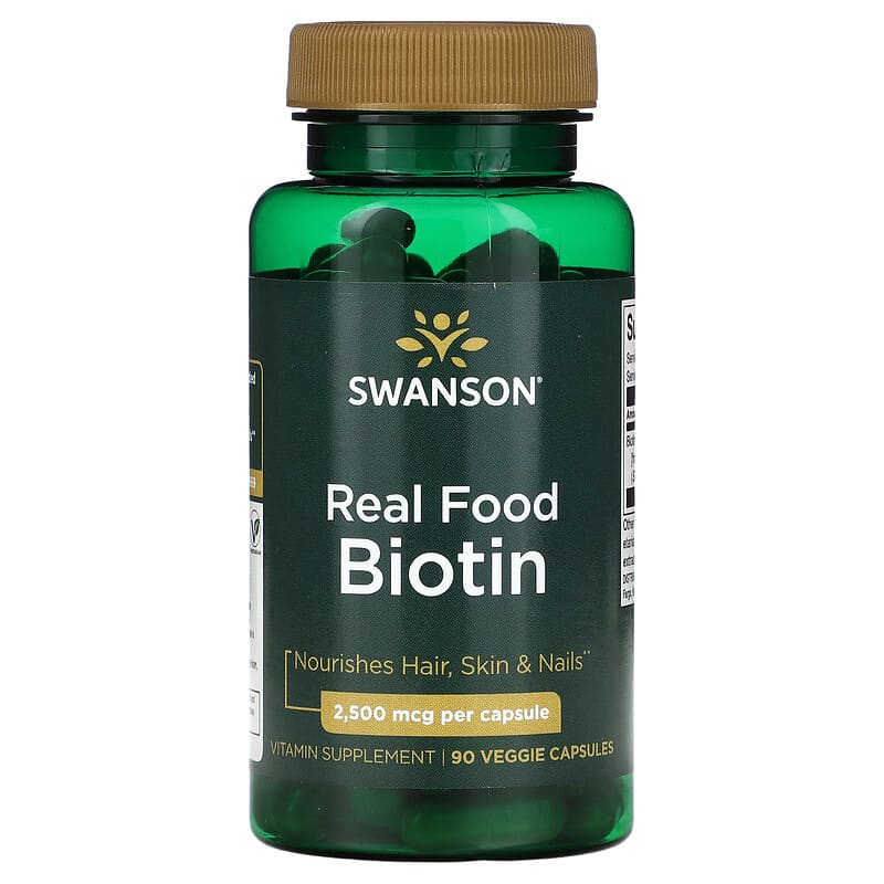 Swanson Real Food Biotin 2.500 mcg 90 Veggie Capsules 1 Swanson Real Food Biotin 2.500 mcg 90 Veggie Capsules 087614210391