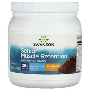 Swanson Senior Muscle Retention Whey Protein Powder Chocolate 1.06 lb (480 g) 087614210155