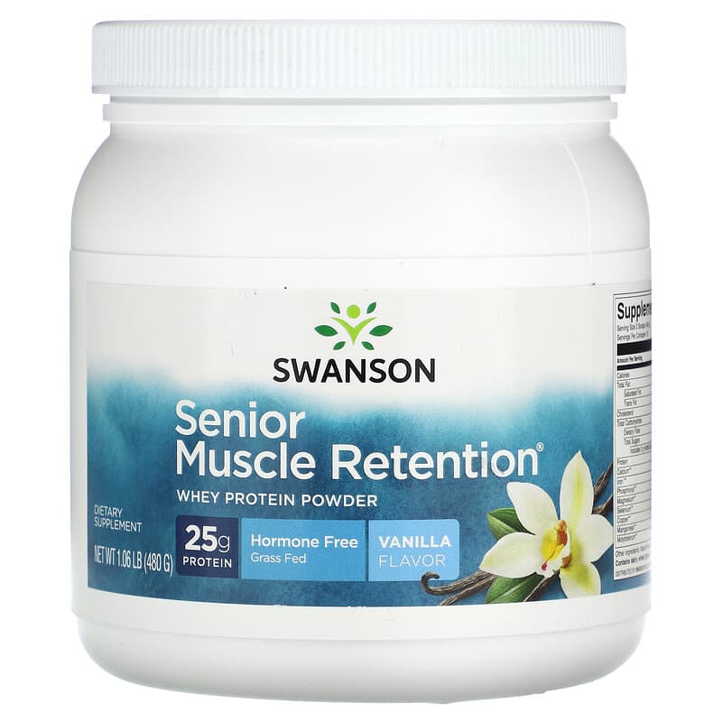 Swanson Senior Muscle Retention Whey Protein Powder Vanilla 1.06 lb (480 g) 1 Swanson Senior Muscle Retention Whey Protein Powder Vanilla 1.06 lb (480 g) 087614210162