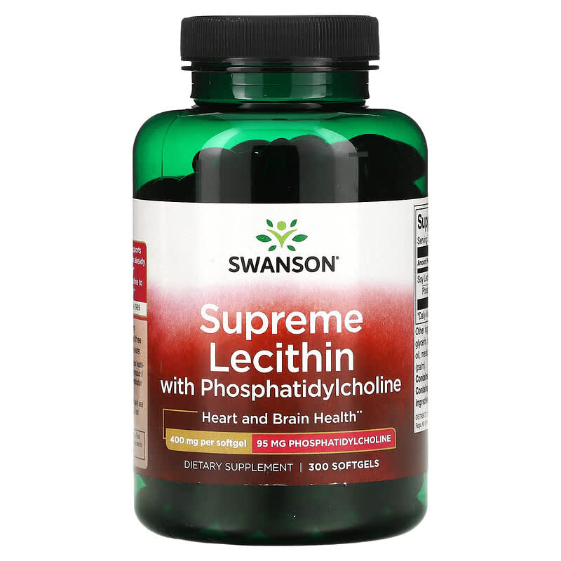 Swanson Supreme Lecithin with Phosphatidylcholine 400 mg 300 Softgels 1 Swanson Supreme Lecithin with Phosphatidylcholine 400 mg 300 Softgels 087614117034