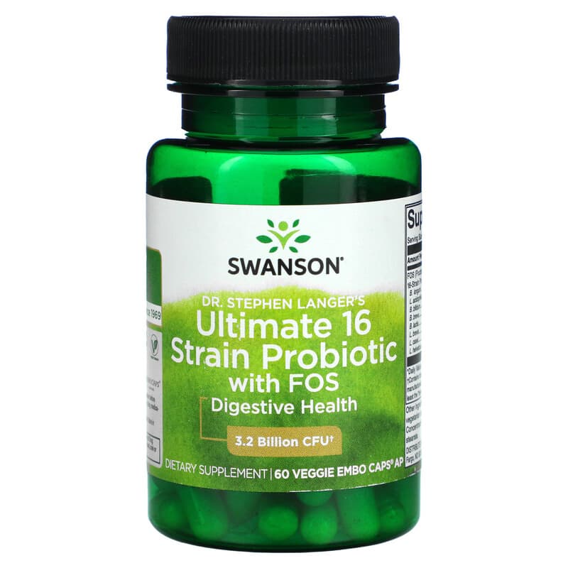 Swanson Ultimate 16 Strain Probiotic With FOS 3.2 Billion CFU 60 Veggie EMBO Caps AP 1 Swanson Ultimate 16 Strain Probiotic With FOS 3.2 Billion CFU 60 Veggie EMBO Caps AP 087614190518