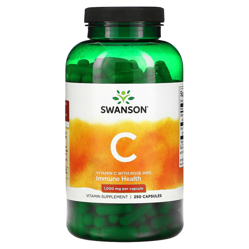Swanson Vitamin C with Rose Hips 1.000 mg 250 Capsules 1 Swanson Vitamin C with Rose Hips 1.000 mg 250 Capsules 087614011066