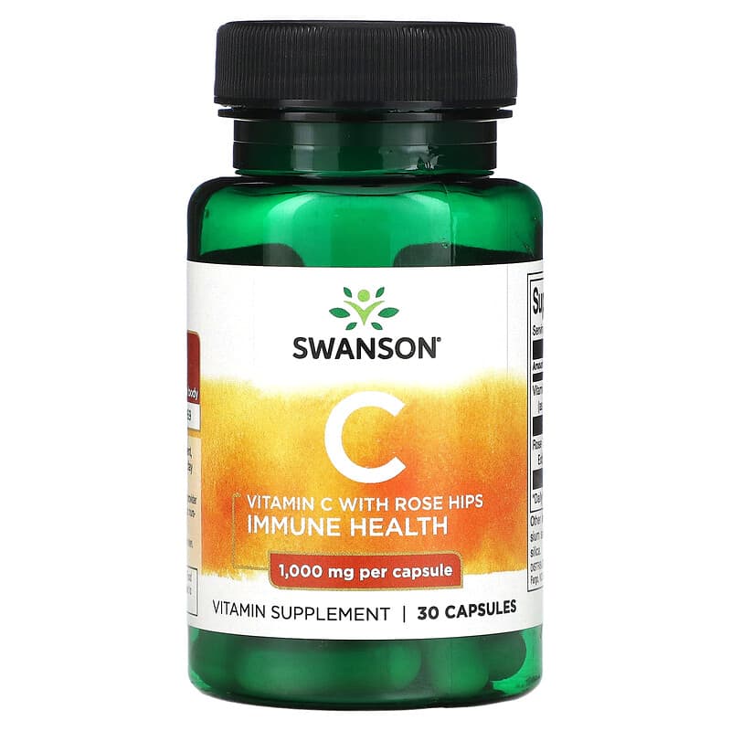 Swanson Vitamin C with Rose Hips 1.000 mg 30 Capsules 1 Swanson Vitamin C with Rose Hips 1.000 mg 30 Capsules 087614112510