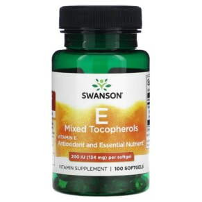 Swanson Vitamin E Mixed Tocopherols 200 IU (134 mg) 100 Softgels 087614011486