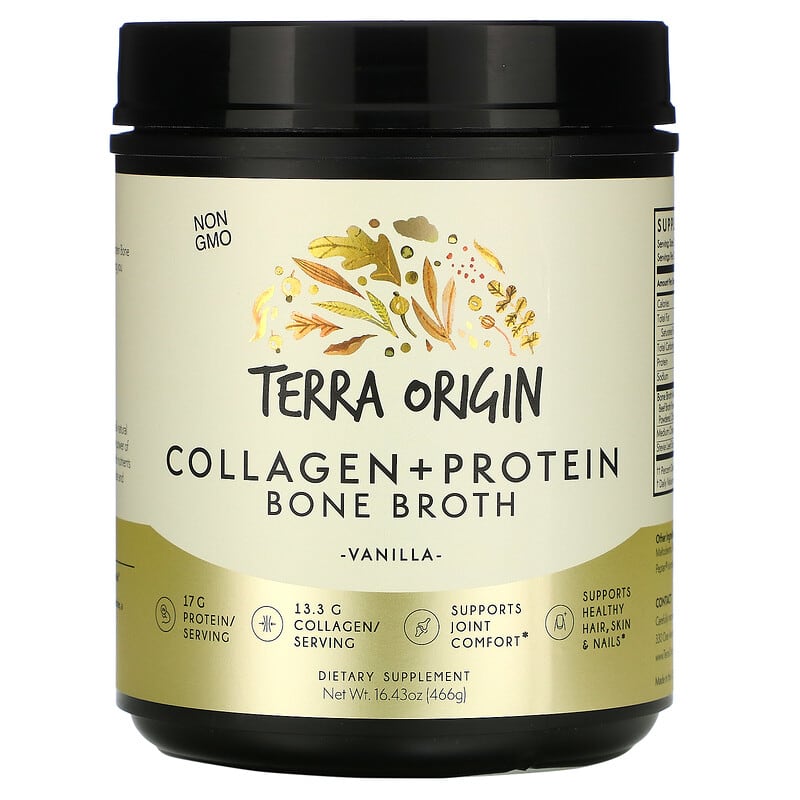 Terra Origin Collagen + Protein Bone Broth Vanilla 16.43 oz (466 g) 1 Terra Origin Collagen + Protein Bone Broth Vanilla 16.43 oz (466 g) 857668007106